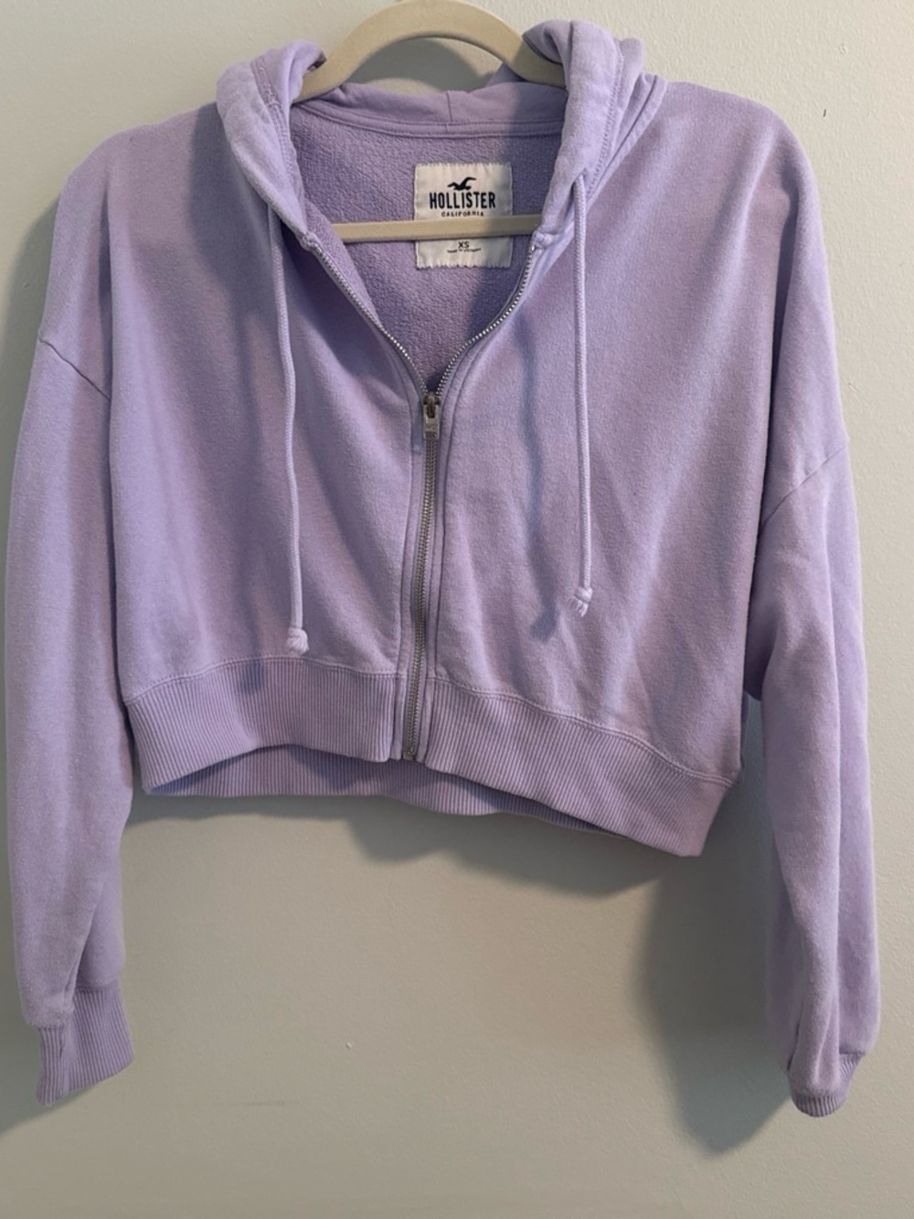 Hollister Lilac Cropped Zip Hoodie